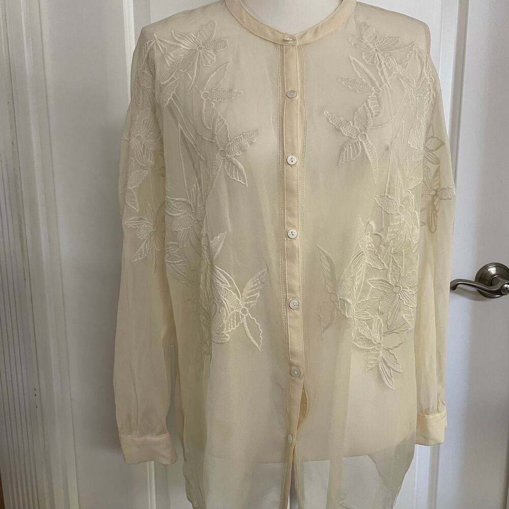 Sundance Peasant Sheer Blouse Womens Large